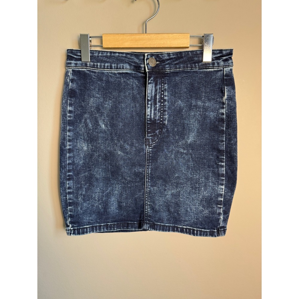 American Eagle Super Stretch Acid Wash Denim Skirt 8 Indie Retro Boho Blue Y2K